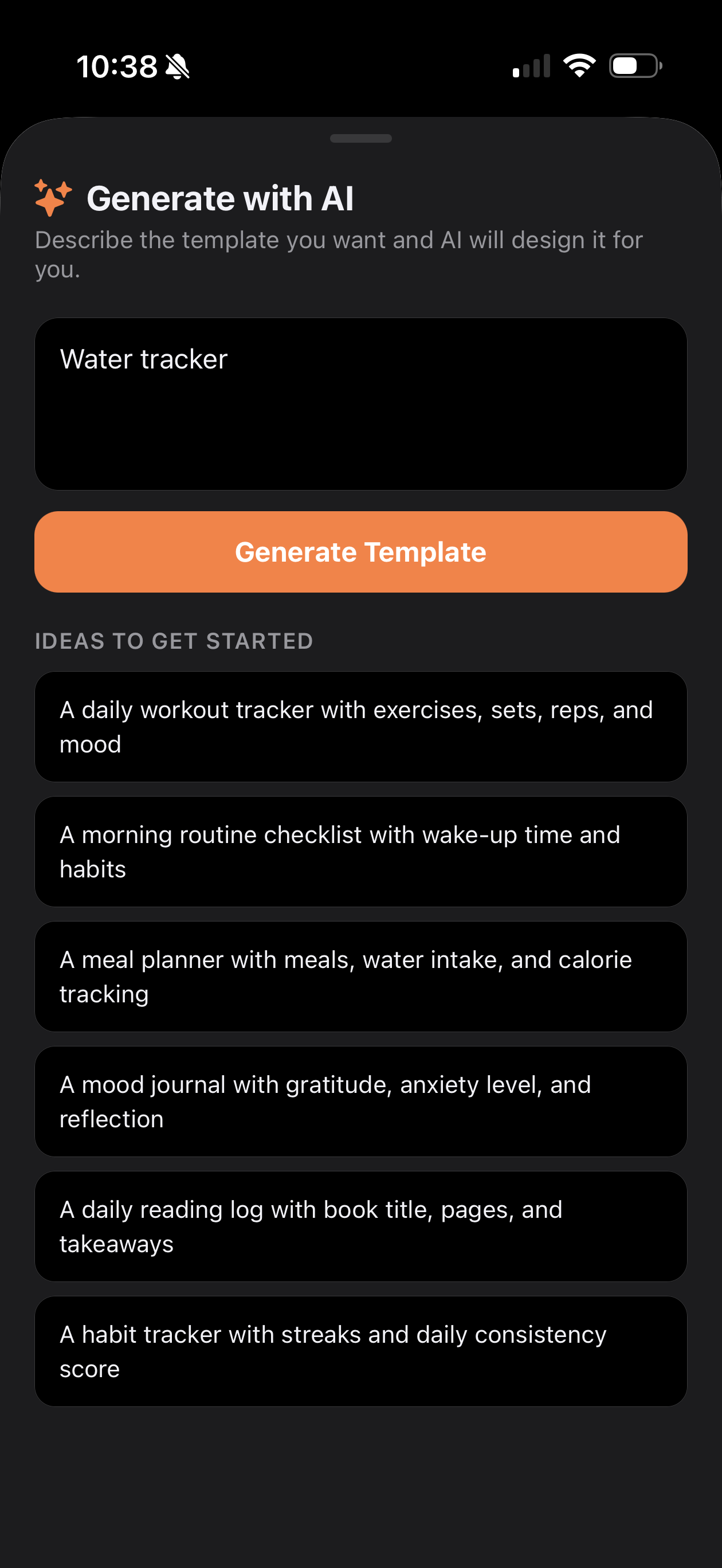 AI widget template generator